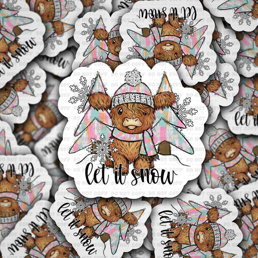 DC 2226 - Let it snow highland cow Die Cut Sticker