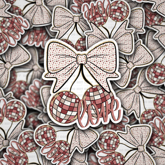 DS 2288 - Love bow with new year cherries Die Cut Sticker