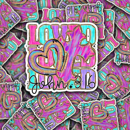 DC 1308 Loved John 3:16 - die cut sticker
