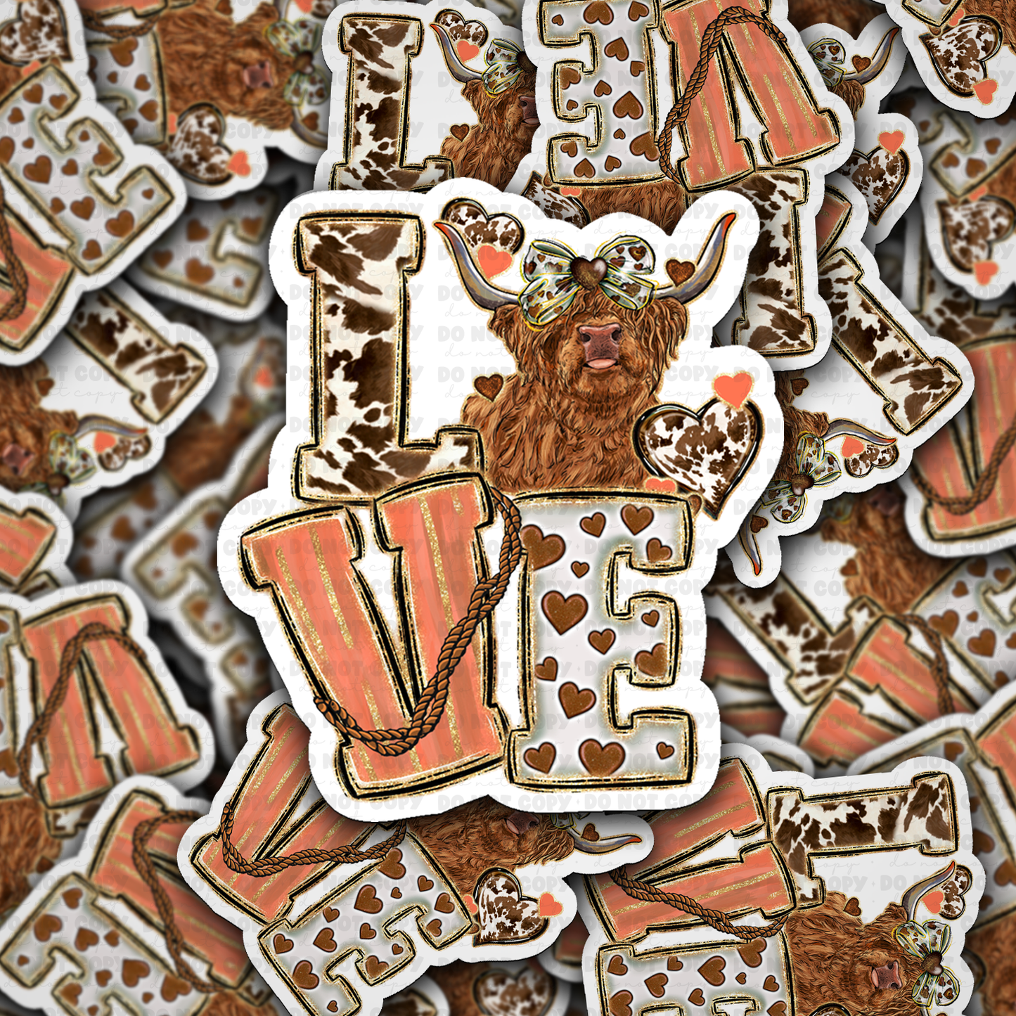 DS 2328 - Love highland cow Die Cut Sticker