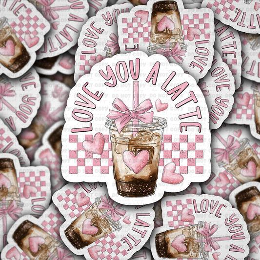 DS - 2410 I love you a latte Die Cut Sticker