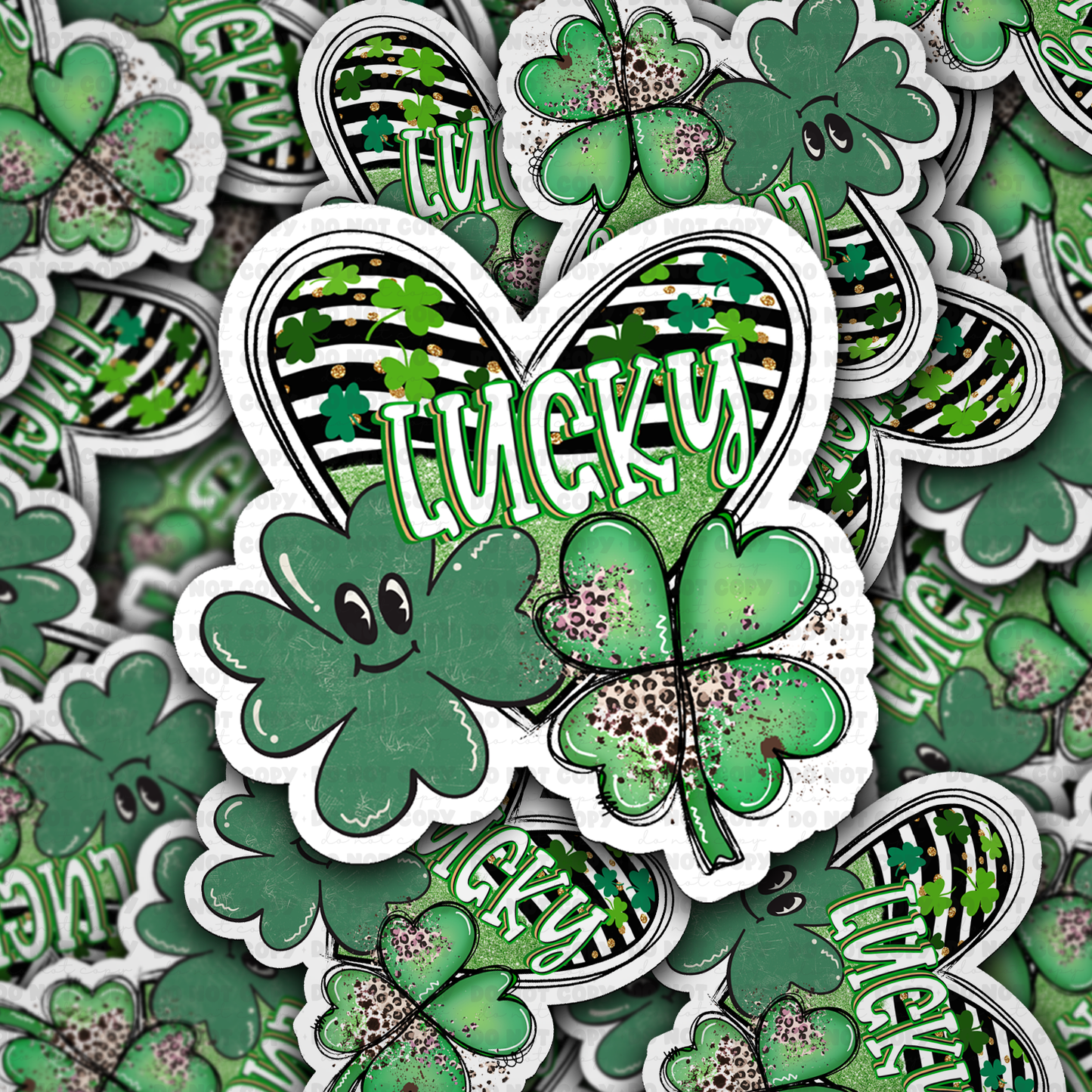 DS - 2623 Lucky shamrock heart St. Patrick's Die Cut sticker
