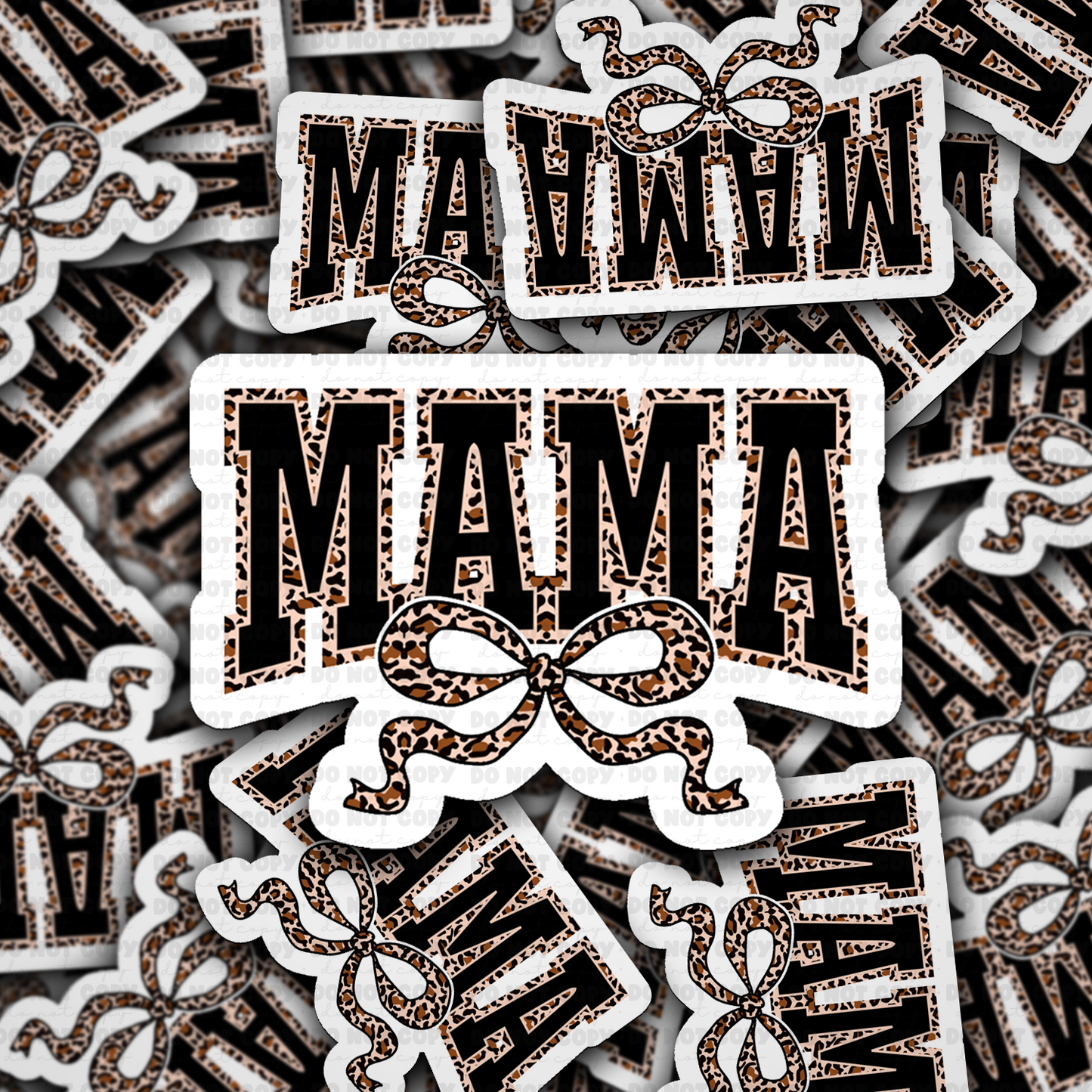DS - 2562 Mama leopard coquette bow Die Cut Sticker