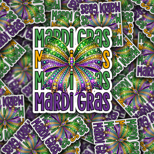 DC 1315 Mardi Gras coquette bow - die cut sticker