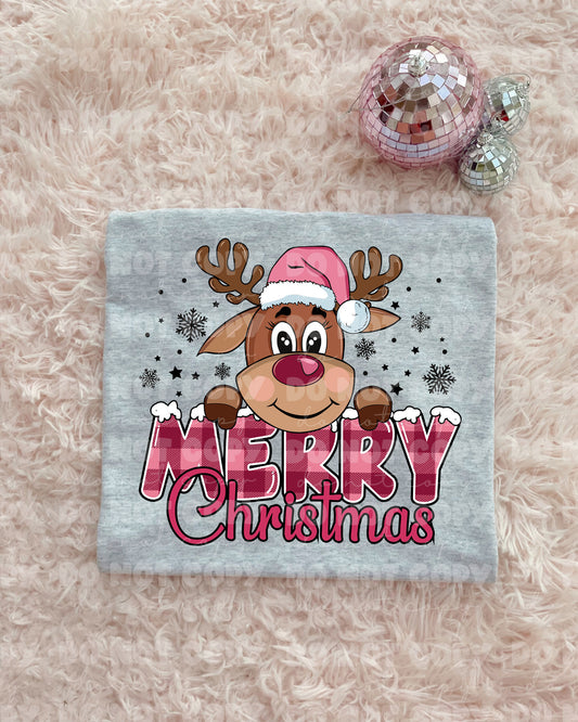 Merry Christmas pink reindeer *DREAM TRANSFER* DTF