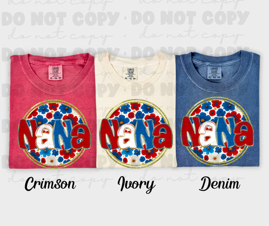 6014 - Nana floral 4th of July *DTF Transfer