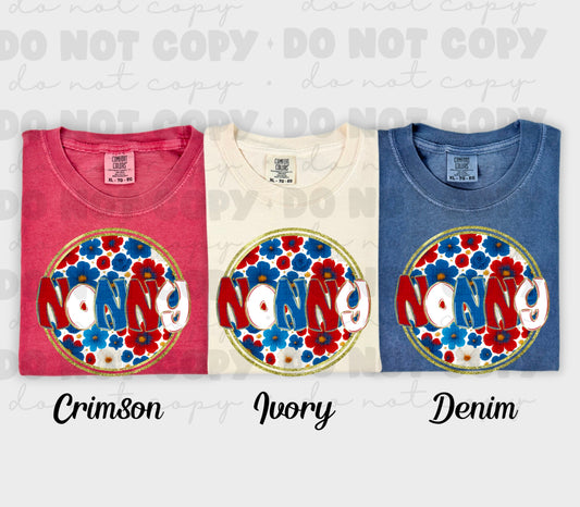 6007 - Nonny floral 4th of July *DTF Transfer