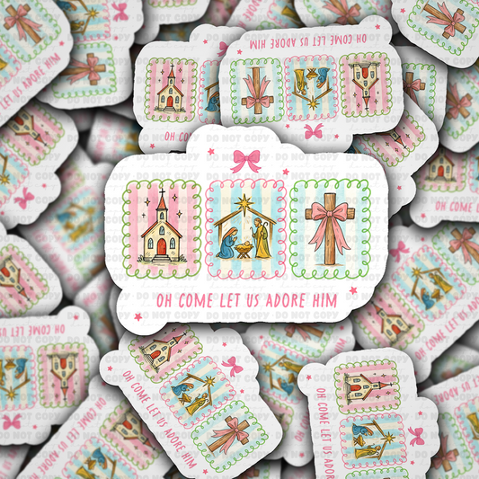 DS 2270 - Oh come let us adore him Die Cut Sticker