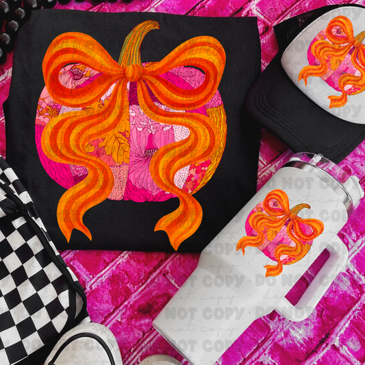 6514 - Pink and Orange pumpkin *DTF Transfer