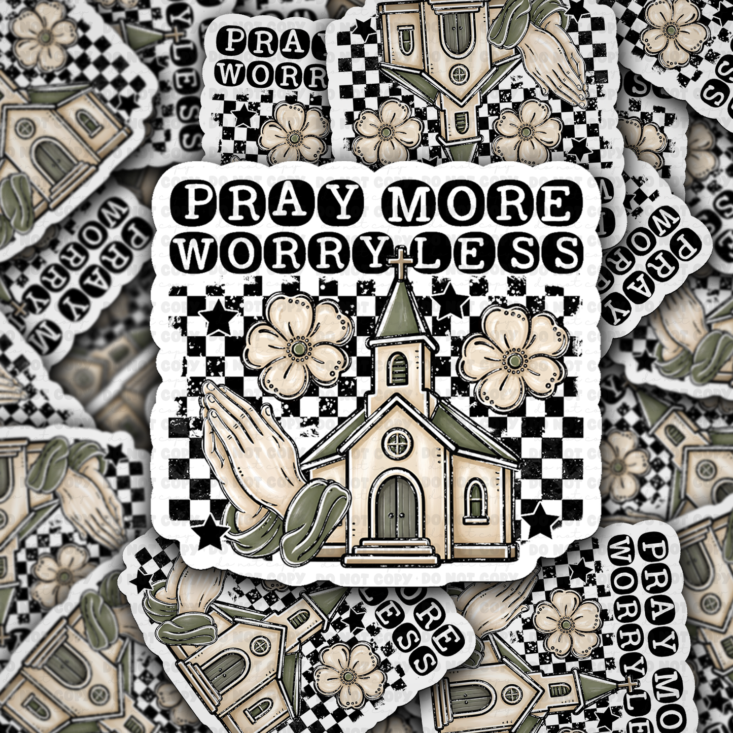 DS 3127 - pray More Worry Less Die Cut sticker