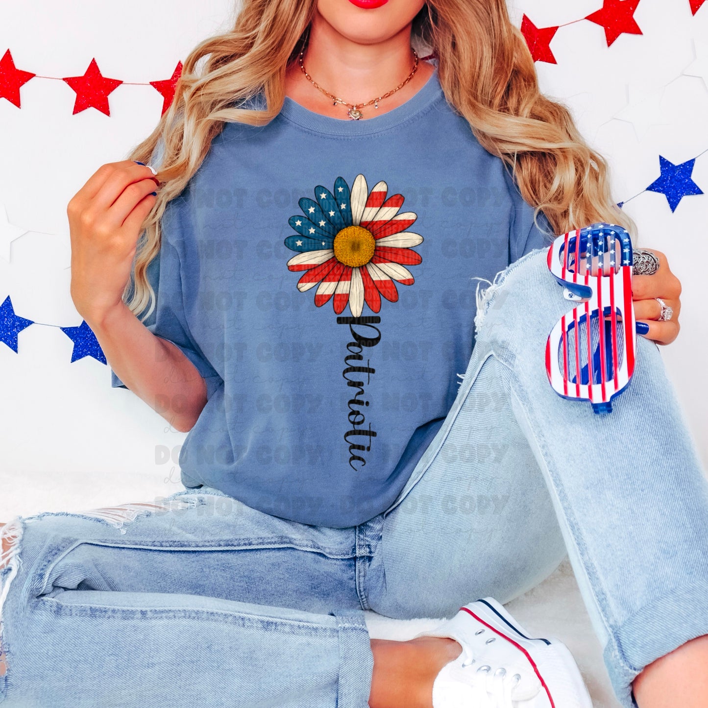 5991 - Patriotic sunflower American flag *DTF Transfer