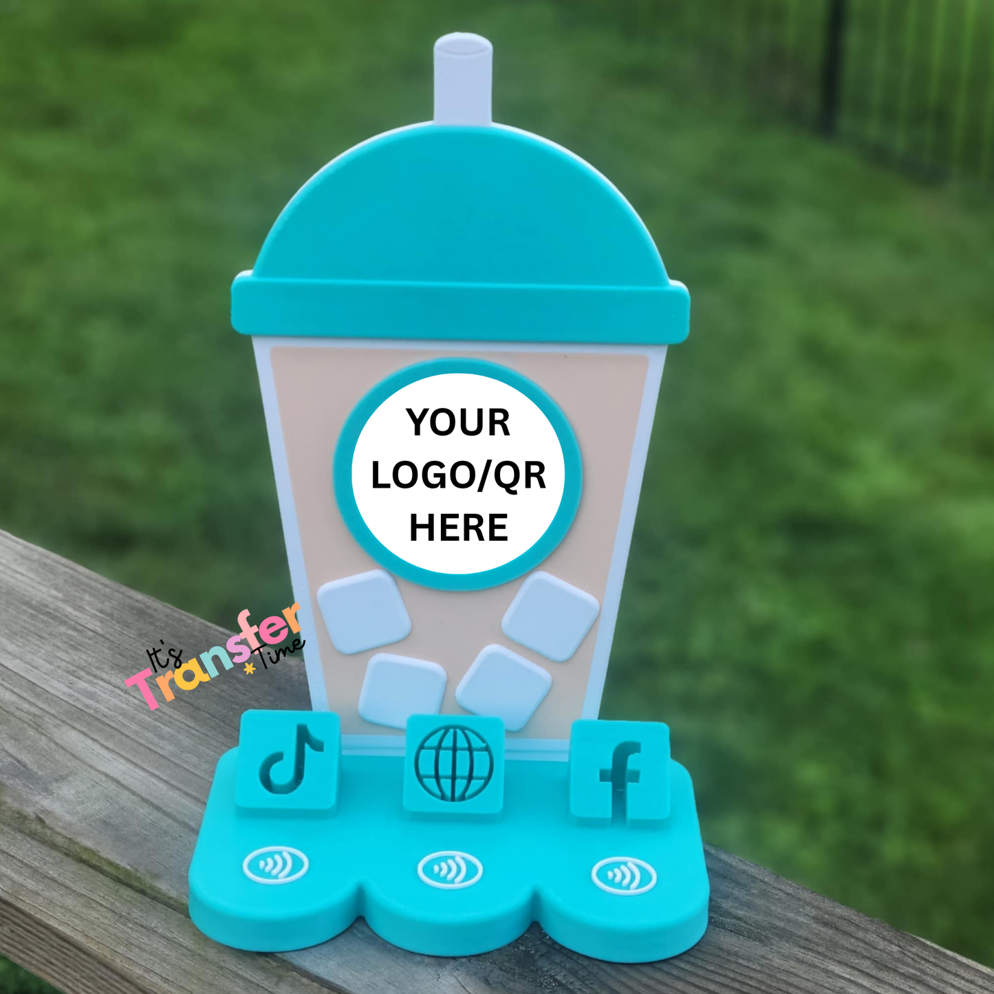 Custom Cup Social Media and Payment Stand - Tap to go to Business Info *Custom to fit your brand*