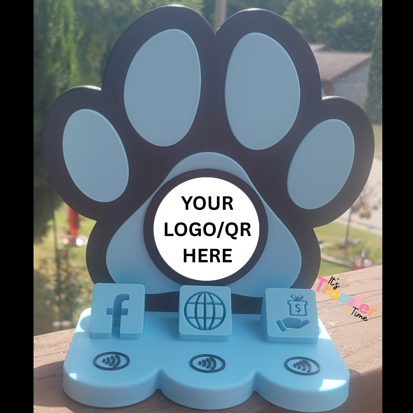 Paw print Social Media and Payment Stand - Tap to go to Business Info *Custom to fit your brand*