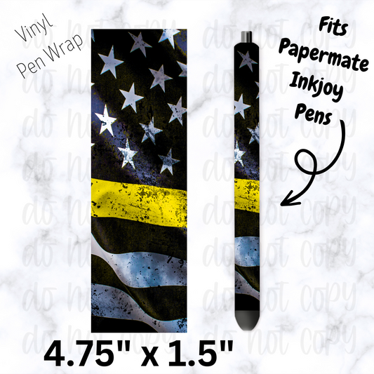 Patriotic Yellow Line Flag pen wrap