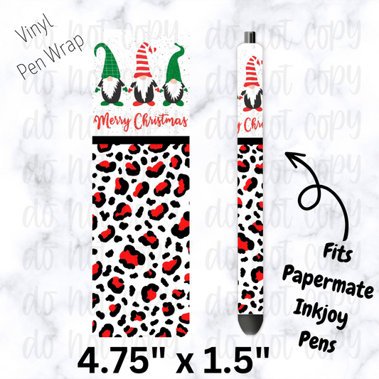 pw160 Gnomes Cheetah Red Pen Wrap