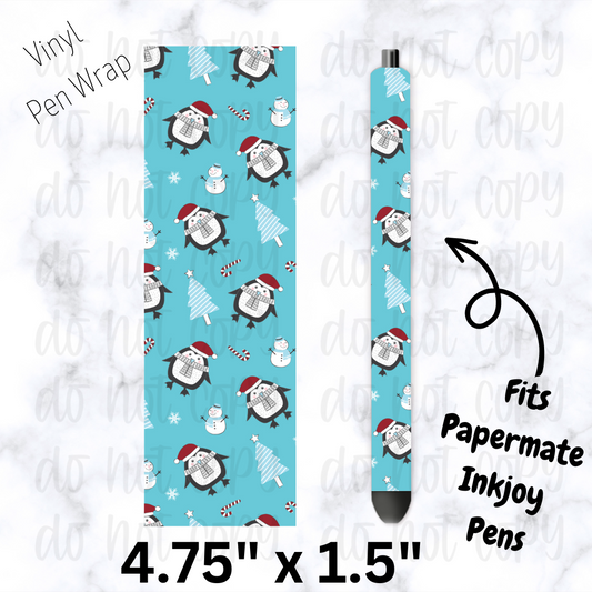 pw162 Christmas Penguin Winter Pen Wrap