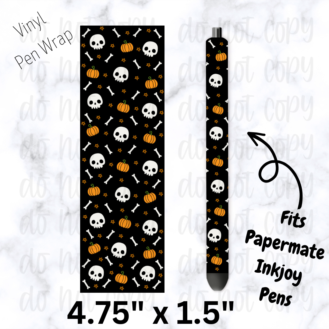 pw170 Skull Bones Pumpkins Pen Wrap