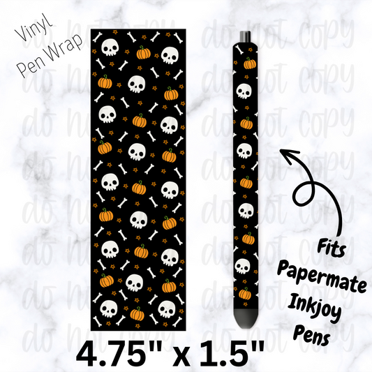 pw170 Skull Bones Pumpkins Pen Wrap