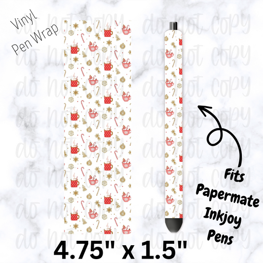 pw172 Christmas Mugs and Peppermints Pen Wrap