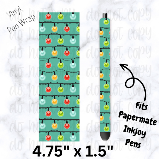 pw176 Christmas Lights Green Background  Pen Wrap