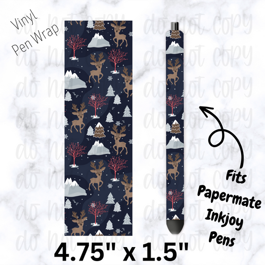 pw175 Winter Snow Deer Pen Wrap