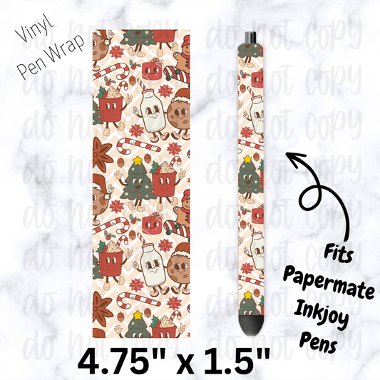 pw177 Retro Christmas Milk and Cookies Pen Wrap