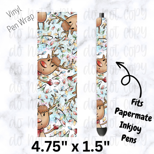 pw178 Winter Watercolor Reindeer Pen Wrap