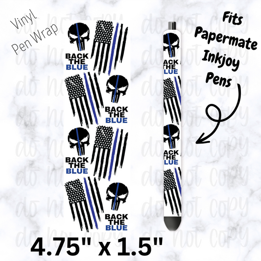Black the blue skull flag pen wrap