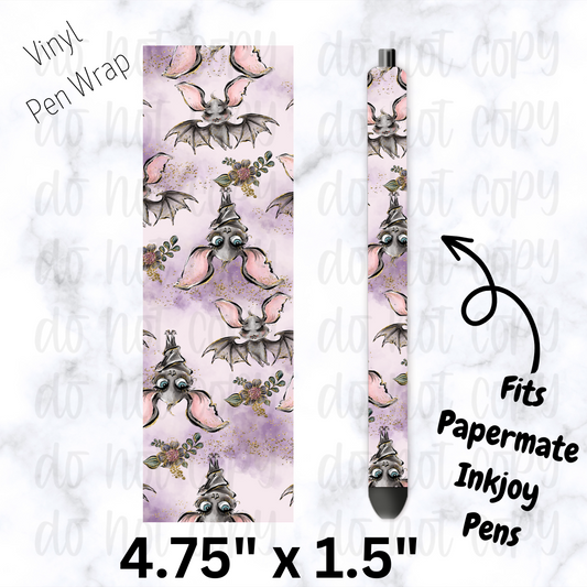 pw201 Creepy Bat Watercolor Purple Pen Wrap