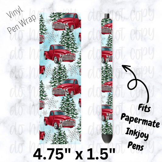 pw204 Christmas Red Truck Pen Wrap
