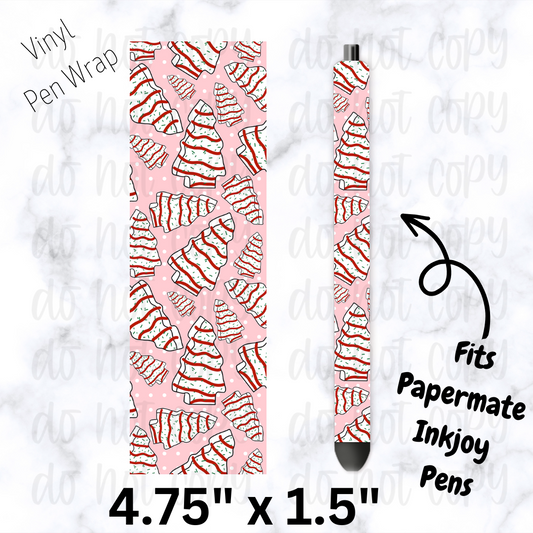 pw206 Christmas Tree Cakes Pink Background Pen Wrap