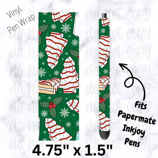 pw207 Christmas Tree Cakes Green Background Pen Wrap