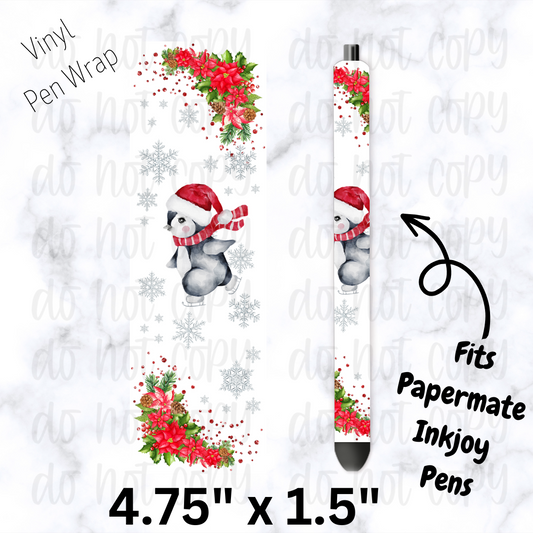 pw213 Poinsetia Penguin Pen Wrap