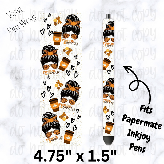 pw218 Pumpkin Spice Life Messy Bun Pen Wrap