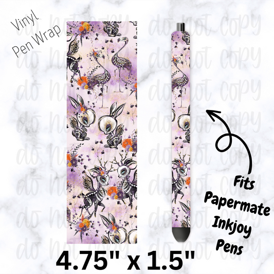 pw224 Halloween forest Skeleton Animals Pen Wrap