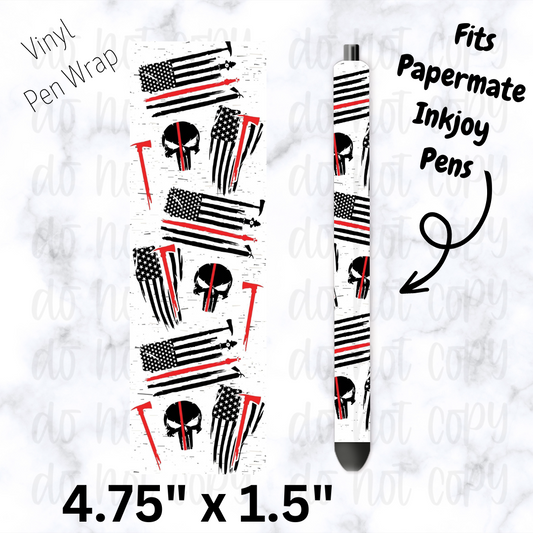 Firefighter skull flag pen wrap