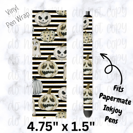pw228 Black and White Stripe Pumpkin  Pen Wrap