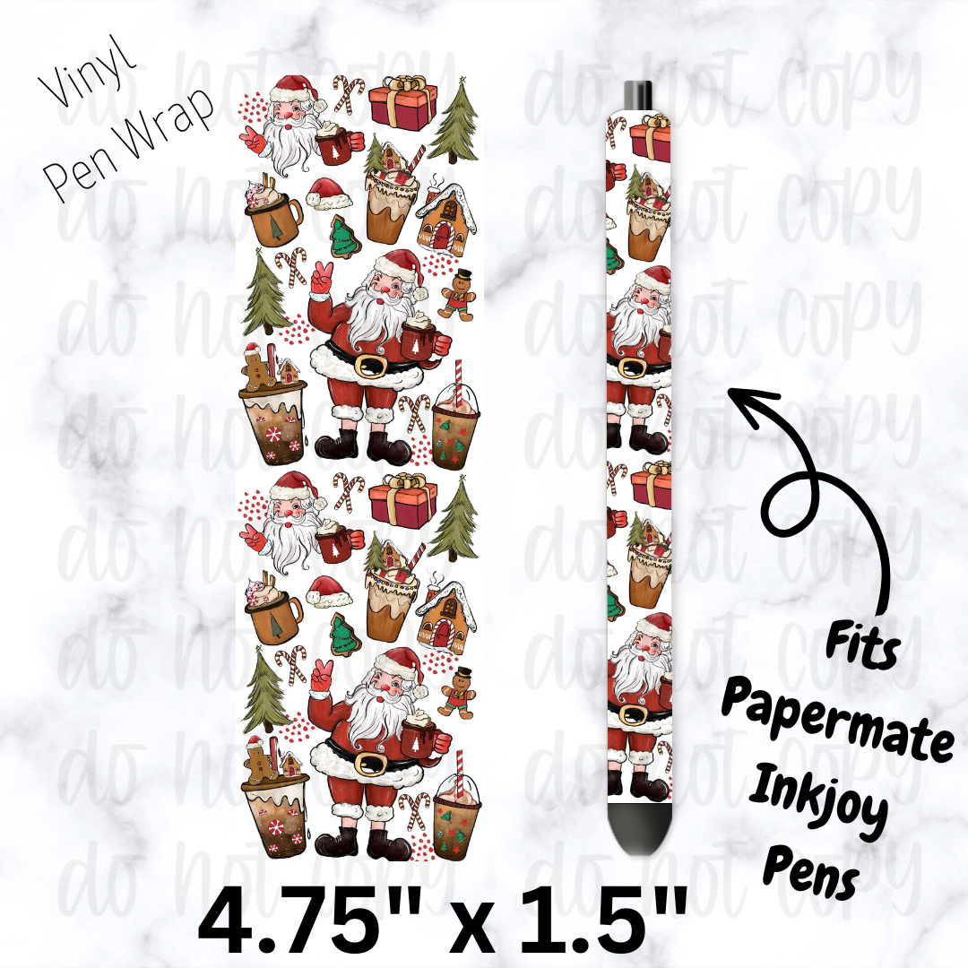 pw236 Christmas Peace SC with doodles Pen Wrap