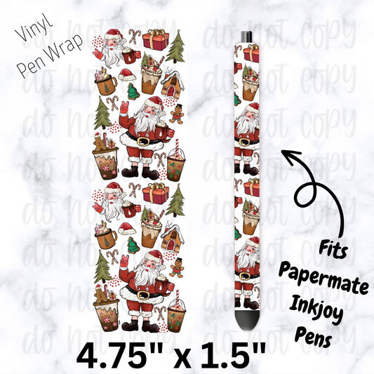 pw236 Christmas Peace SC with doodles Pen Wrap