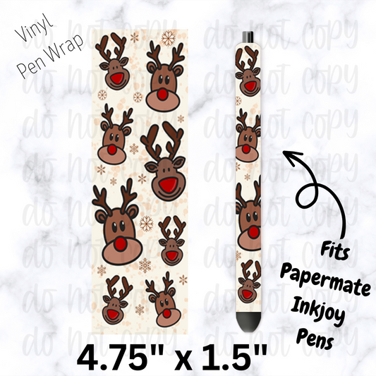 pw238 Reindeer with Red Nose Pen Wrap