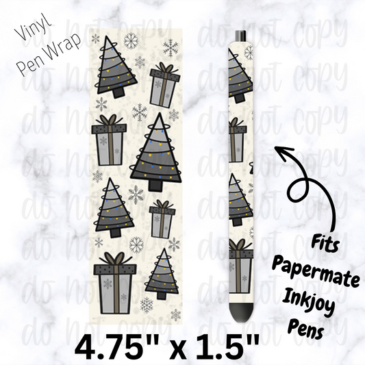 pw232 Grey Christmas Pen Wrap