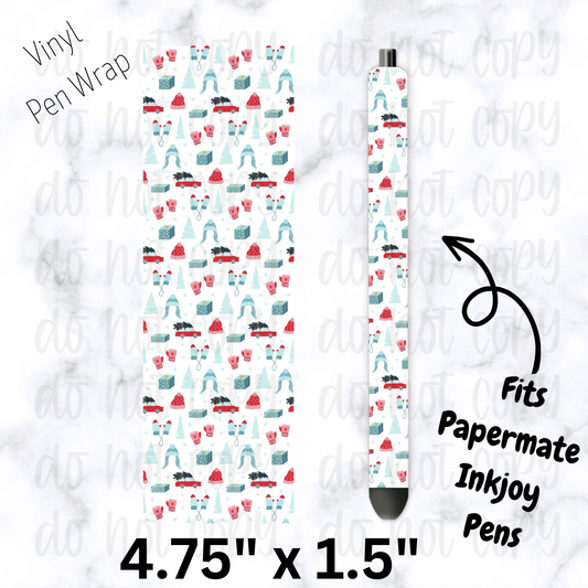 pw236 Winter Christmas Doodles Pen Wrap