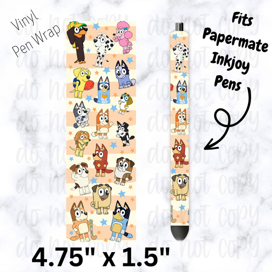 Blue dog and friends Pen Wrap
