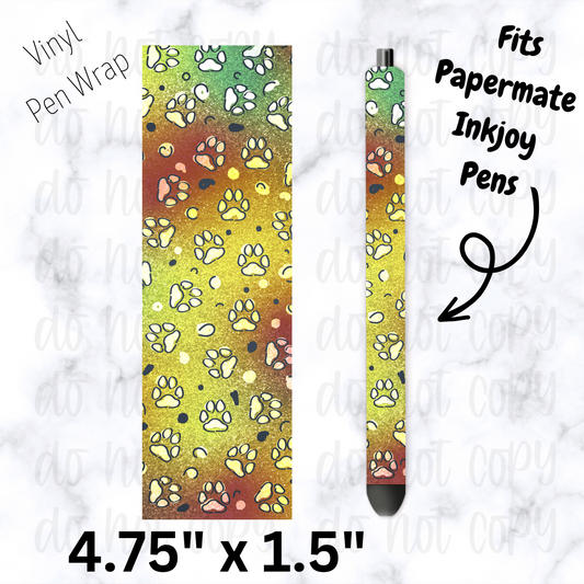 Yellow paw print pen wrap