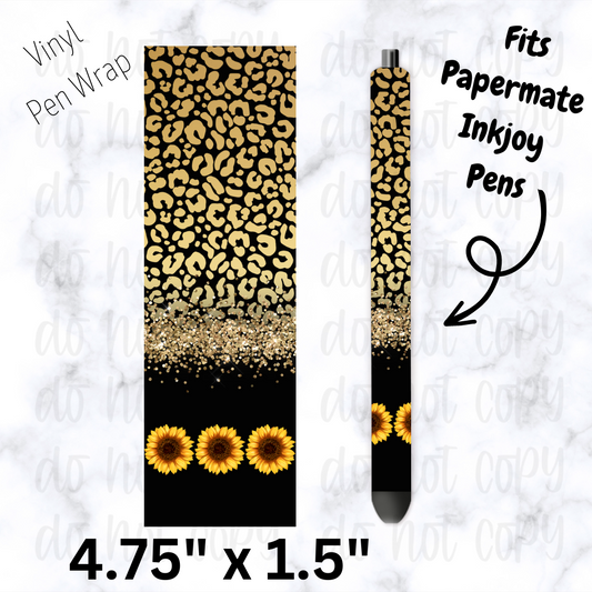 Leopard straight sunflowers pen wrap