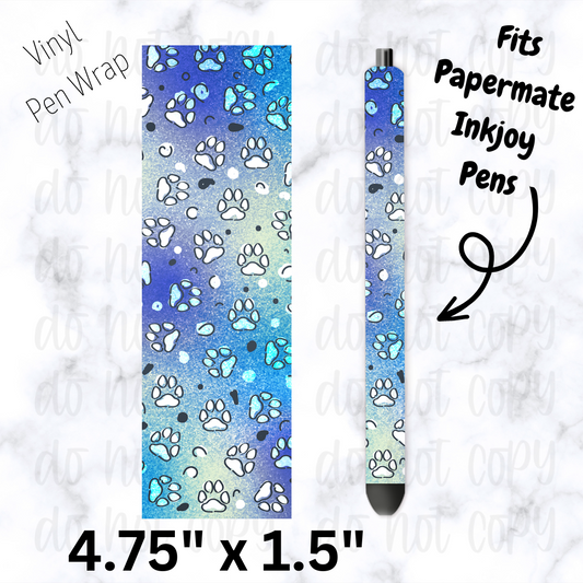 Blue paw print pen wrap