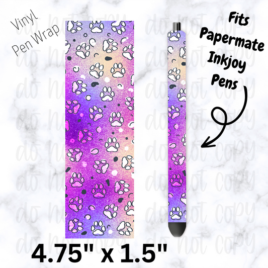 Purple paw print pen wrap