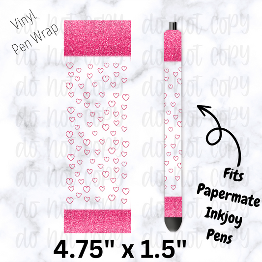 pw251 hearts pink glitter Pen Wrap