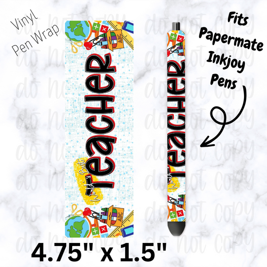 Teacher ruler crayon pen wrap