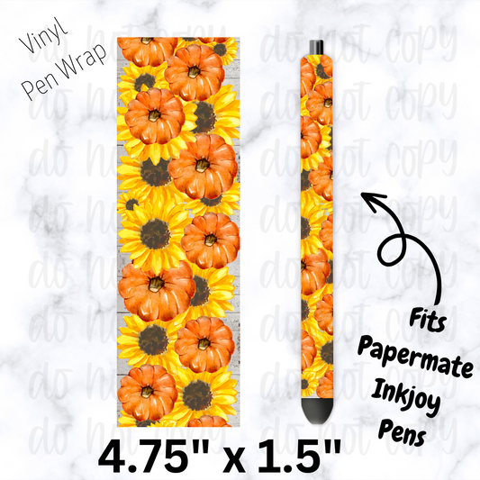 Watercolor Sunflower Pumpkin Pen Wrap
